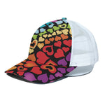 Colorful Heart Wave Pattern Print White Mesh Trucker Cap