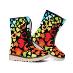 Colorful Heart Wave Pattern Print Winter Boots