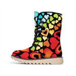 Colorful Heart Wave Pattern Print Winter Boots