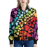 Colorful Heart Wave Pattern Print Women's Bomber Jacket