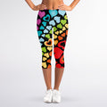 Colorful Heart Wave Pattern Print Women's Capri Leggings