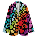 Colorful Heart Wave Pattern Print Women's Cotton Blazer