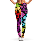 Colorful Heart Wave Pattern Print Women's Leggings