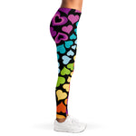Colorful Heart Wave Pattern Print Women's Leggings