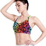 Colorful Heart Wave Pattern Print Women's Sports Bra