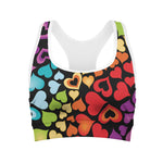 Colorful Heart Wave Pattern Print Women's Sports Bra