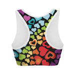 Colorful Heart Wave Pattern Print Women's Sports Bra