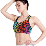 Colorful Heart Wave Pattern Print Women's Sports Bra