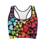 Colorful Heart Wave Pattern Print Women's Sports Bra
