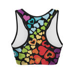 Colorful Heart Wave Pattern Print Women's Sports Bra