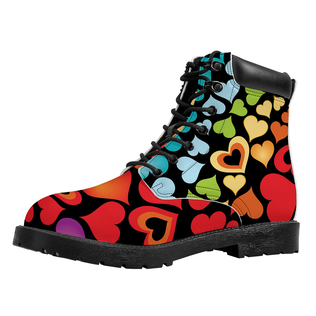 Colorful Heart Wave Pattern Print Work Boots