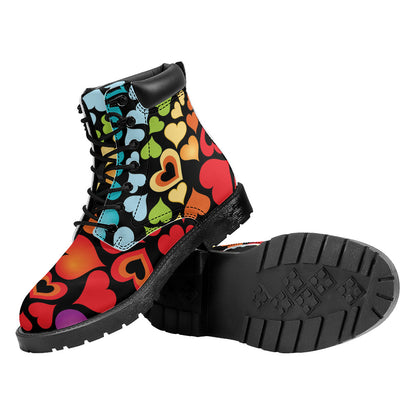 Colorful Heart Wave Pattern Print Work Boots