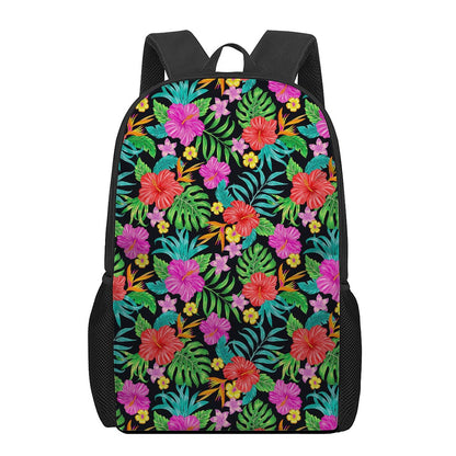 Colorful Hibiscus Flowers Pattern Print 17 Inch Backpack