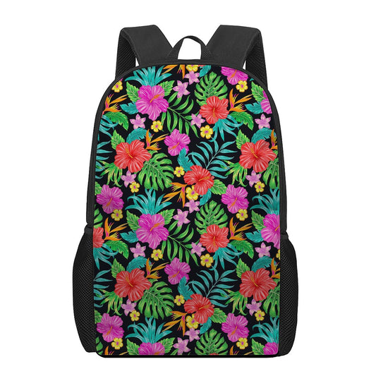 Colorful Hibiscus Flowers Pattern Print 17 Inch Backpack