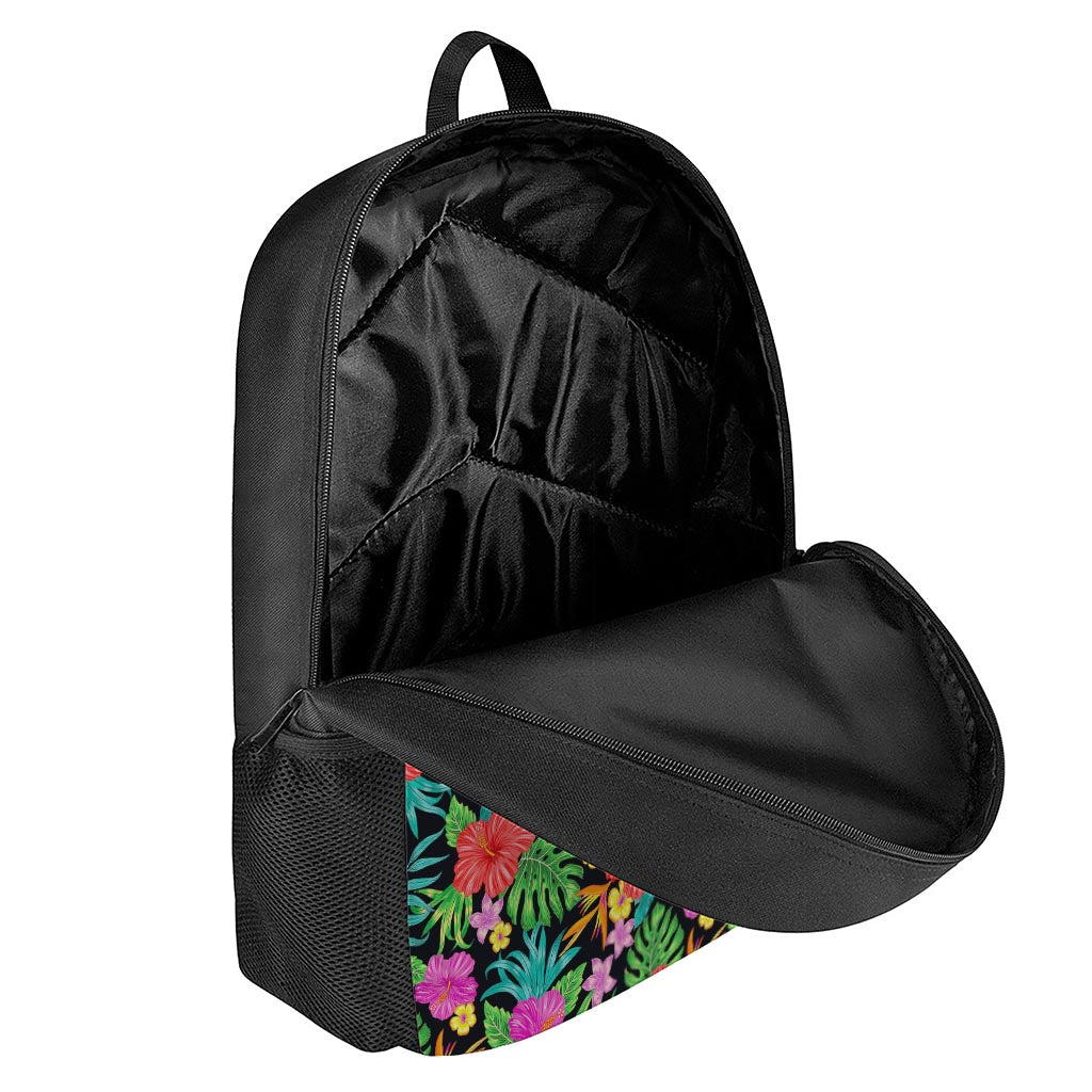 Colorful Hibiscus Flowers Pattern Print 17 Inch Backpack