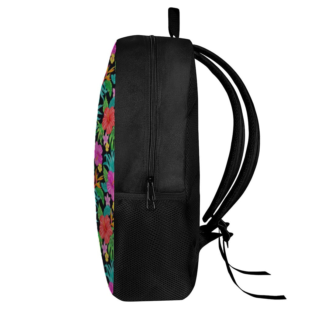 Colorful Hibiscus Flowers Pattern Print 17 Inch Backpack