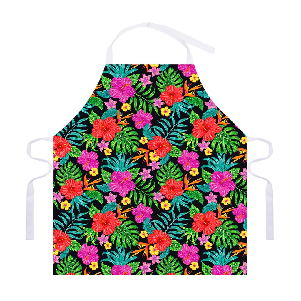 Colorful Hibiscus Flowers Pattern Print Adjustable Apron