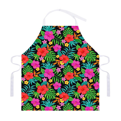 Colorful Hibiscus Flowers Pattern Print Adjustable Apron