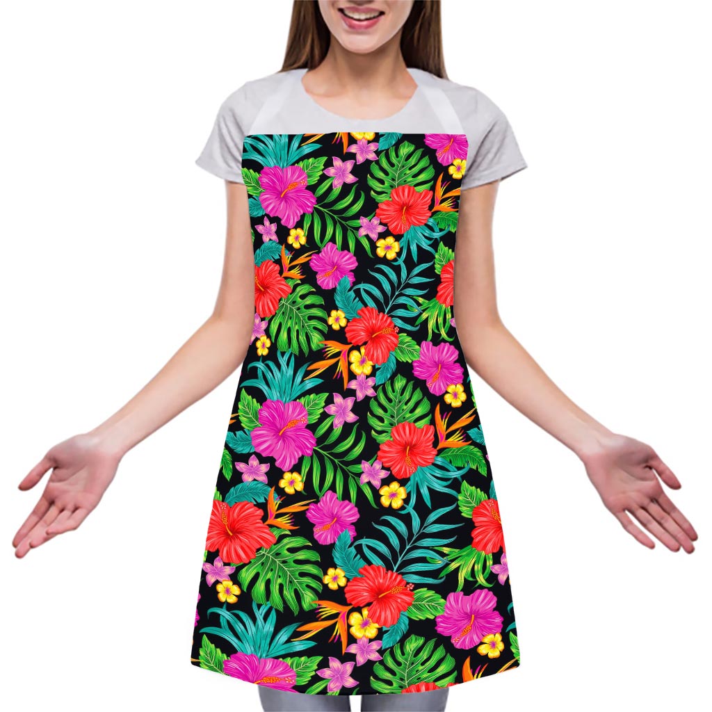 Colorful Hibiscus Flowers Pattern Print Adjustable Apron