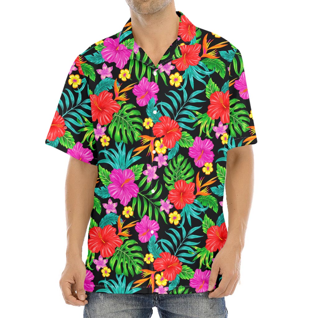 Colorful Hibiscus Flowers Pattern Print Aloha Shirt