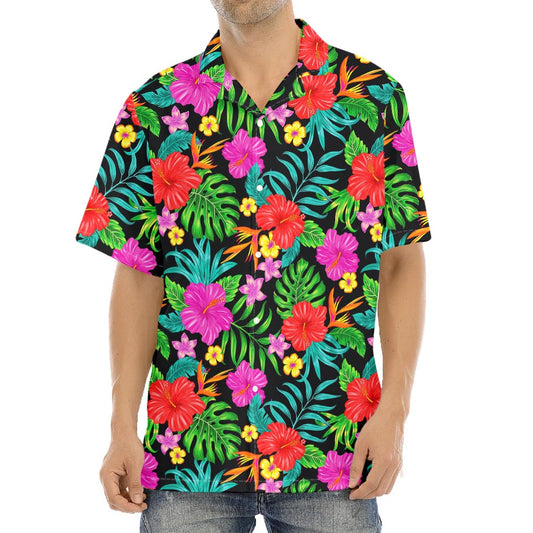 Colorful Hibiscus Flowers Pattern Print Aloha Shirt