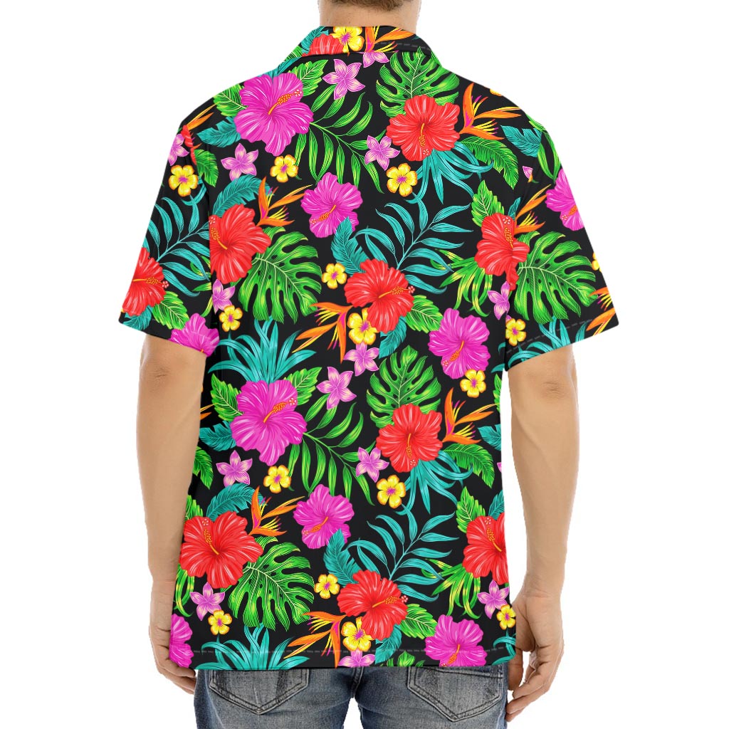 Colorful Hibiscus Flowers Pattern Print Aloha Shirt