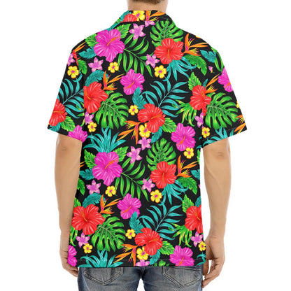 Colorful Hibiscus Flowers Pattern Print Aloha Shirt