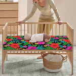 Colorful Hibiscus Flowers Pattern Print Baby Crib Sheet