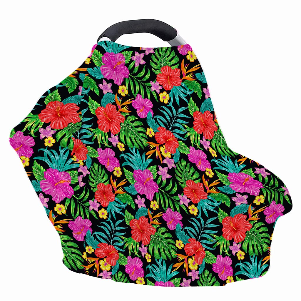 Colorful Hibiscus Flowers Pattern Print Baby Seat Cover