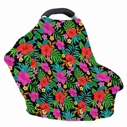 Colorful Hibiscus Flowers Pattern Print Baby Seat Cover