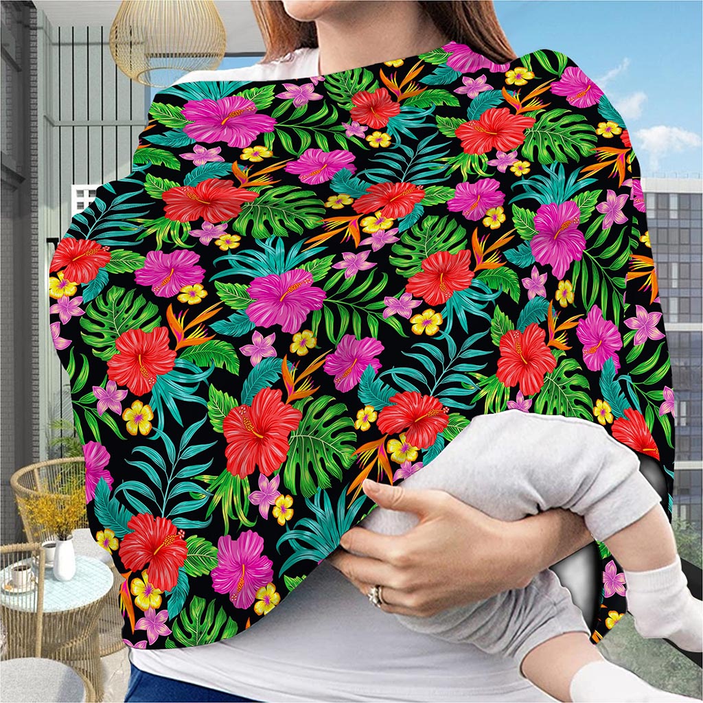 Colorful Hibiscus Flowers Pattern Print Baby Seat Cover