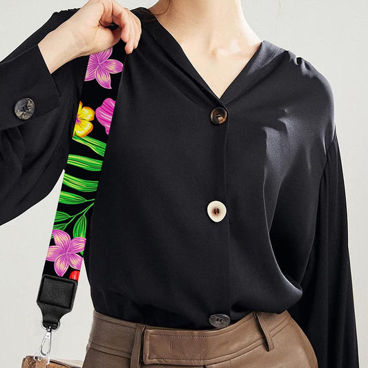 Colorful Hibiscus Flowers Pattern Print Bag Strap