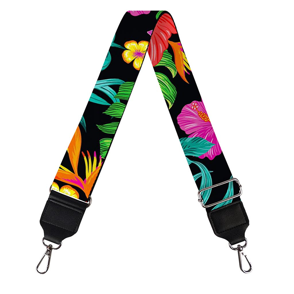 Colorful Hibiscus Flowers Pattern Print Bag Strap