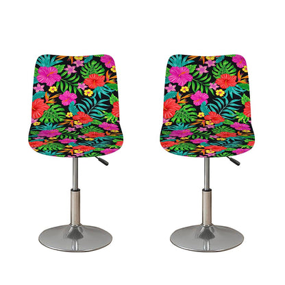 Colorful Hibiscus Flowers Pattern Print Bar Stool Covers