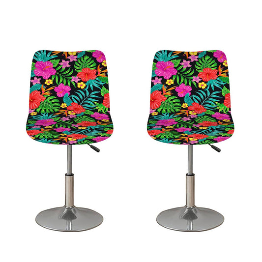 Colorful Hibiscus Flowers Pattern Print Bar Stool Covers