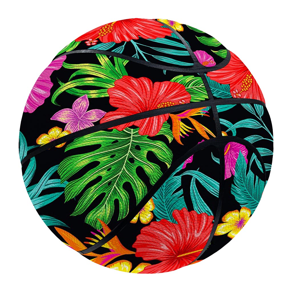 Colorful Hibiscus Flowers Pattern Print Basketball