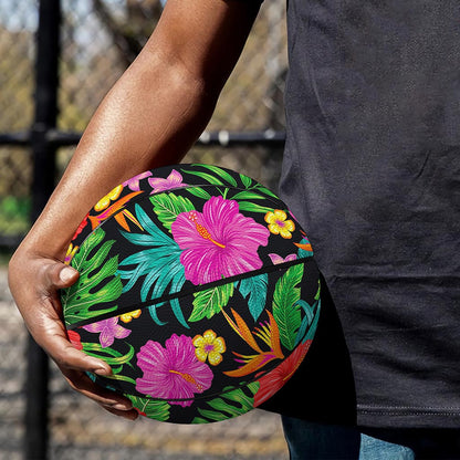 Colorful Hibiscus Flowers Pattern Print Basketball