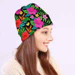 Colorful Hibiscus Flowers Pattern Print Beanie