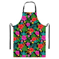 Colorful Hibiscus Flowers Pattern Print Bib Apron With Pocket