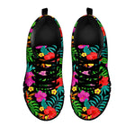 Colorful Hibiscus Flowers Pattern Print Black Running Shoes