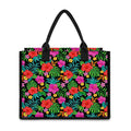 Colorful Hibiscus Flowers Pattern Print Canvas Tote Bag