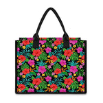 Colorful Hibiscus Flowers Pattern Print Canvas Tote Bag