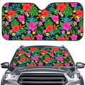 Colorful Hibiscus Flowers Pattern Print Car Windshield Sun Shade