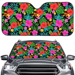 Colorful Hibiscus Flowers Pattern Print Car Windshield Sun Shade