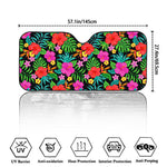 Colorful Hibiscus Flowers Pattern Print Car Windshield Sun Shade