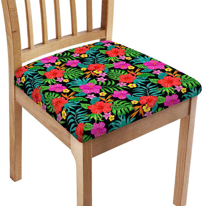 Colorful Hibiscus Flowers Pattern Print Chair Cushion Cover