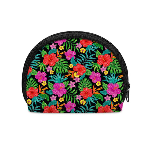Colorful Hibiscus Flowers Pattern Print Coin Purse