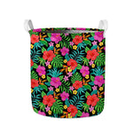 Colorful Hibiscus Flowers Pattern Print Collapsible Laundry Basket