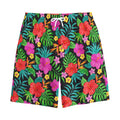 Colorful Hibiscus Flowers Pattern Print Cotton Shorts