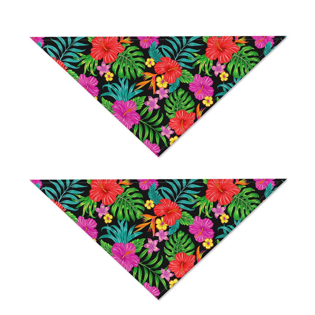 Colorful Hibiscus Flowers Pattern Print Dog Bandana